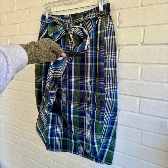 Gianni Bini Asymmetrical Plaid Midi Skirt in Blue & Green, SZ M NWOT - Picture 6 of 9